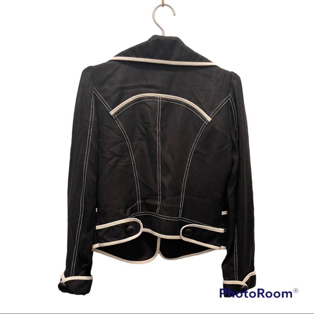 Pink Tartan | Black and White Contrast Blazer - Picture 4 of 6